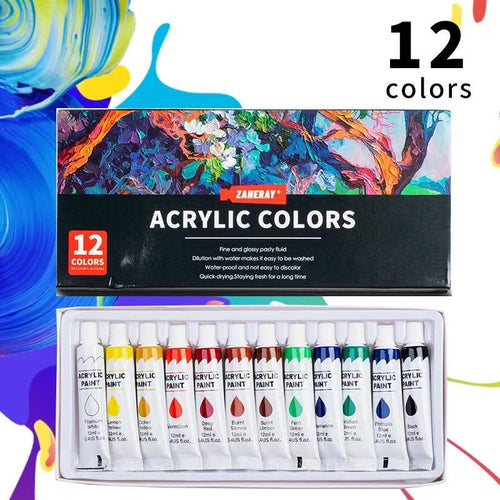 12 color 12ml acrylic paint tube set