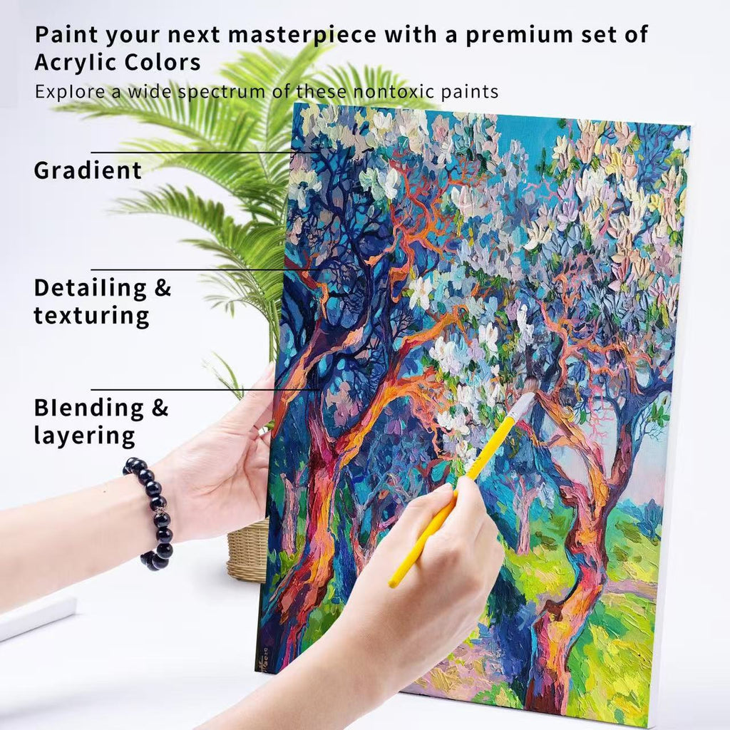 Acrylic paint tube set for canvas blending layering and texture