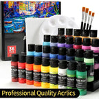 36 pack 60ml bottled acrylic paint set with brushes and palette