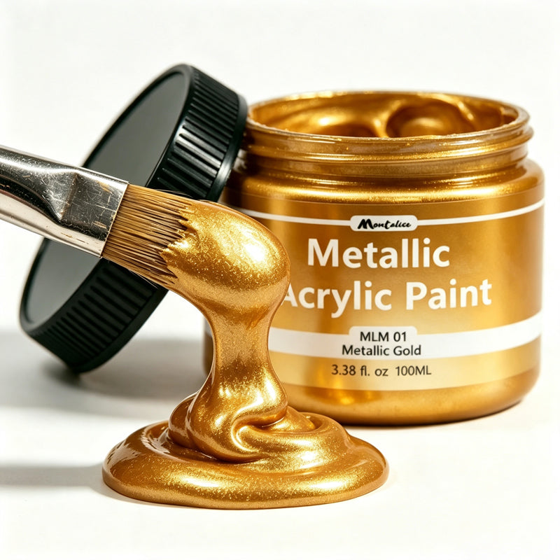 Montelise metallic gold acrylic paint 100ml jar